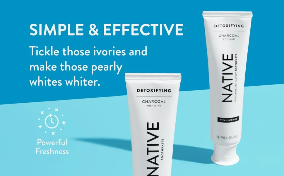 Native Toothpaste Made from Naturally-Derived Cleaners and Simple Ingredients That Safely Whitens Teeth, 4.1 oz, Wild Mint with Fluoride - 1 Count - Native Toothpaste | Natural Teeth Cleaner with or without Fluoride