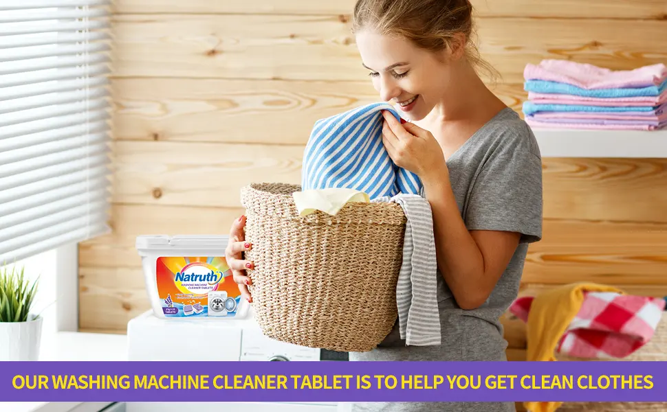 NATRUTH Washing Machine Cleaner Effervescent Tablets With Lavender(15 Packs), Solid Washer Deep Cleaning Tablet, Triple Decontamination Remover with Natural Formula, for Front and Top Load Washers - washer cleaner tablets
