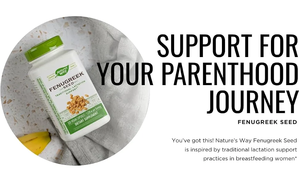 Nature's Way Fenugreek Seed, Traditional Lactation Support*, Non-GMO Project Verified, 100 Capsules 100 Count (Pack of 1) - support for your parenthood journey