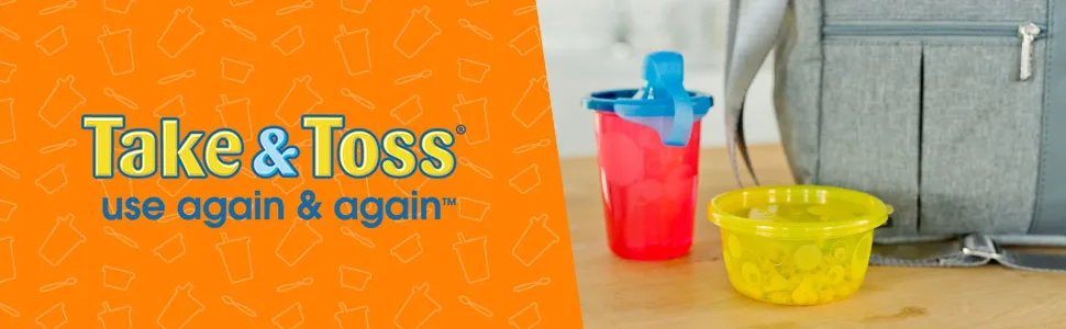 Take & Toss Straw Cups 10 Oz - 4 Pack Neon Rainbow - image