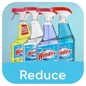Windex Ammonia-Free Glass and Window Cleaner Spray Bottle, Bottle Made from 100% Recovered Coastal Plastic, Crystal Rain Scent, 23 Fl Oz - Reduce