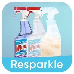 Windex Ammonia-Free Glass and Window Cleaner Spray Bottle, Bottle Made from 100% Recovered Coastal Plastic, Crystal Rain Scent, 23 Fl Oz - Resparkle