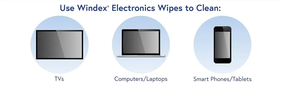 Windex Electronics Wipes, Pre-Moistened, Provides Streak-Free Shine, 25 Count - Use Windex Electronics Wipes to Clean: TVs, Computers, Smart Phones/Tables