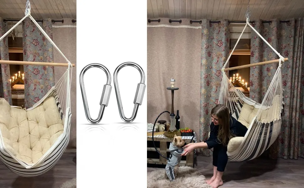 AGPtek 1 Pair Quick Link Snap Hook Carabiner Connector Screw Lock Clip For Swing Play Set - snap hooks swing set snap lock stainless steel carabiner