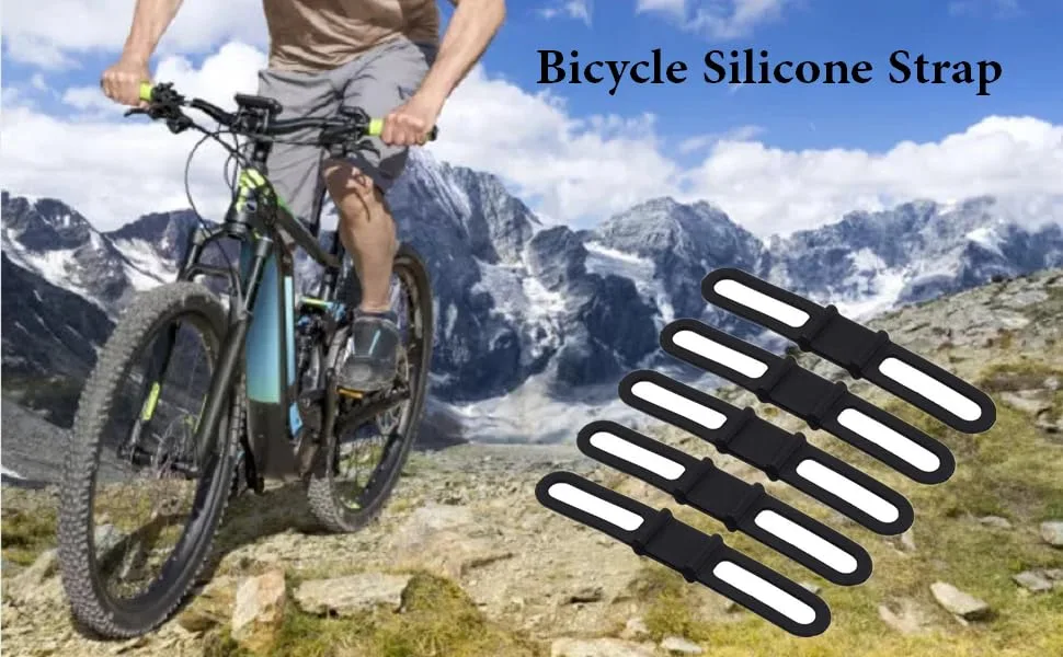 Alomejor 5pcs Bicycle Silicone Strap Universal Bike Silicone Holding Strap for Bike Light Flashlight Cellphone and More - product information 13