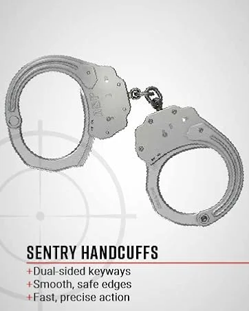 ASP Grip Cap, 1st Generation (T Series) Black - ASP handcuffs security gear. Text reads: Dual keyways and computer-designed forged frames.