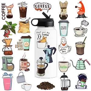 DETICKERS Coffee Cup Stickers for Laptop Coffee Stickers for Water Bottles Waterproof Cute Coffee Vinyl Stickers - product information 9