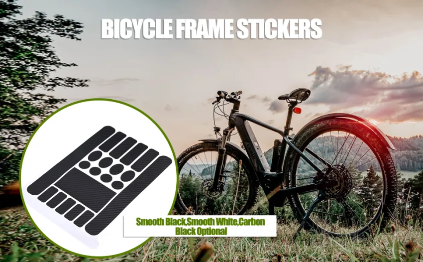 Dilwe Bicycle Frame Stickers Set, Bike Chain Protective Chain Stay Frame Protector for Most Mountain Road Bikes Black - product information 1