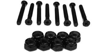 Longboard Riser Pads and Hardware 1/4" (6mm) Black Risers and 1 1/2" Bolts - Dime Bag Hardware Longboard and Skateboard Hardware Bolts and Nuts