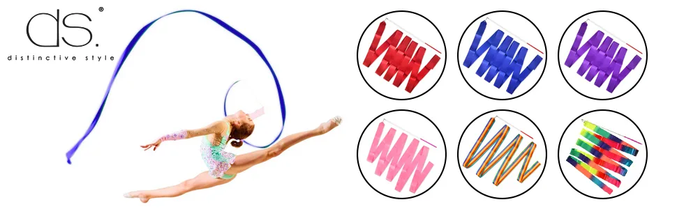 DS. DISTINCTIVE STYLE Dance Ribbons with Wands 4 Yards Long Rhythmic Gymnastics Ribbon Dance Streamer for Kids Baton Twirling Pink - brand