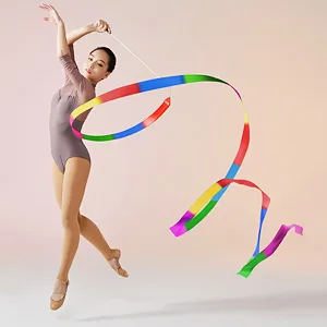DS. DISTINCTIVE STYLE Dance Ribbons with Wands 4 Yards Long Rhythmic Gymnastics Ribbon Dance Streamer for Kids Baton Twirling Pink - dance ribbons