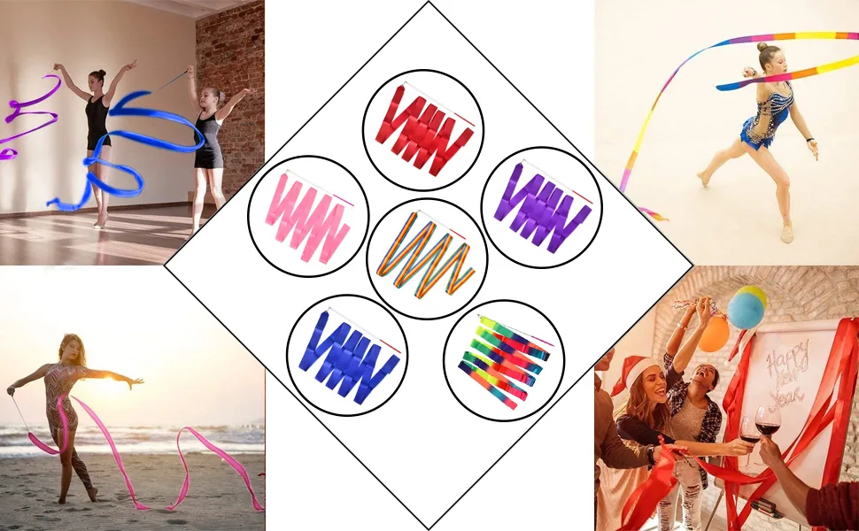 DS. DISTINCTIVE STYLE Dance Ribbons with Wands 4 Yards Long Rhythmic Gymnastics Ribbon Dance Streamer for Kids Baton Twirling Pink - red streamers for dance
