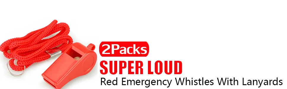 Fya Whistle, Red Emergency Whistle with Lanyard, 2PCS Super Loud Plastic Whistles Perfect for Self-Defense, Lifeguard and Emergencies - Red Emergency Whistle with Lanyard, 2PCS Super Loud Plastic Whistles Perfect for Self-Defense