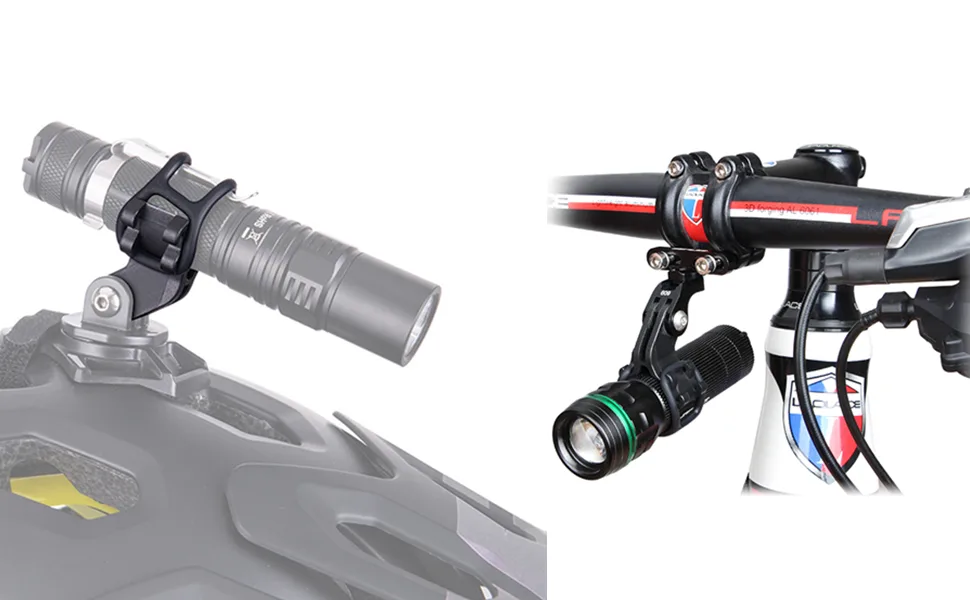 Kbrotech Bicycle Light Torch Flashlight Holder Clip Mount Bracket for Road Bike Cycling Part Adjusted Compatible with Gopro Camera Mount Holder Adapter(2PCS) - STRAP