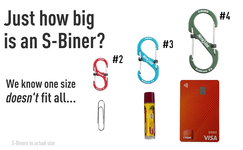 Nite Ize LSB3-01-R6 S-Biner SlideLock Dual Locking Carabiner, Size #3, Stainless - s-biner size, how big is an s-biner, dual carabiner, slidelock, locking dual carabiner