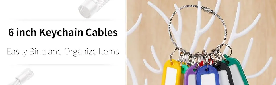 Pawfly 6 Inch Wire Keychain Cable Large Stainless Steel Key Ring Loop Holder Heavy Duty Luggage Tag Keeper 10 Pack - product information 14
