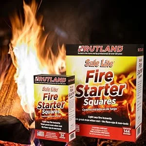Rutland Products Safe Lite Fire Starter Squares, 24 squares - 50C 24 Count - Rutland, safe, fire starter, fires, flames, home, hearth, fireplace, fire pit, indoors, outdoors