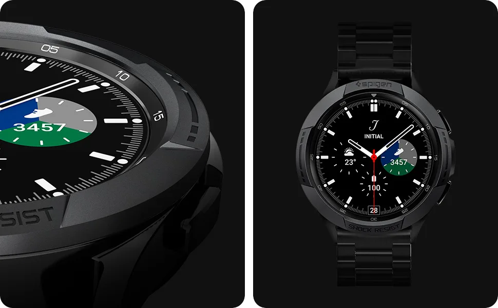 Spigen Chrono Shield Designed for Samsung Galaxy Watch 4 Classic 46mm Bezel Ring Protector (2021) - Black - Galaxy Watch 4 Classic Bezel Ring