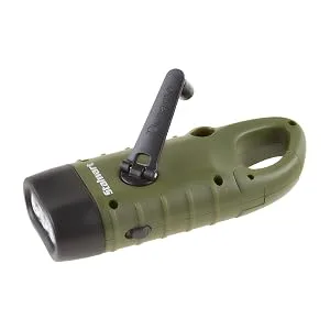 Solar Powered Hand Crank Flashlight- Rechargeable LED Cranking Light With Clip By Stalwart (For Emergency Hiking Camping and Survival Gear) - Solar Powered Hand Crank Flashlight
