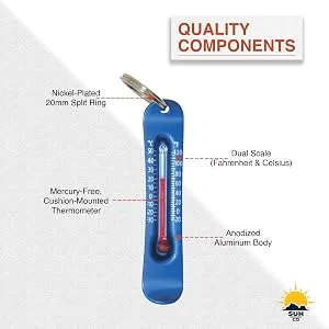 Sun Company Brrr-ometer - Snowsport Zipperpull Thermometer | Skiing & Snowboarding Thermometer for Jacket, Parka, or Pack Blue - snowboard thermometer