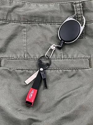 TQONEP Fishing Quick Knot Tying Tool 420 Stainless Steel 4 in 1 Fly Line Clippers with Zinger Retractor Combo red - product information 2