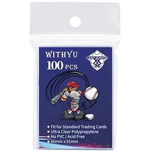 100 Pcs Soft Trading Card Sleeves, Top Loading Sleeves for Standard Cards 2.5" X 3.5",Ultra-Clear Card Protector for Game Cards, Baseball Cards - product information 5