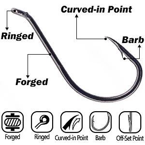 Octopus-Hook-Fishing-Beak-Circle-Hooks-Freshwater-Red-Black-100-50 Pack 2-Black Size:8 100-Pack - octopus hooks