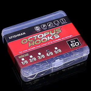 Octopus-Hook-Fishing-Beak-Circle-Hooks-Freshwater-Red-Black-100-50 Pack 2-Black Size:8 100-Pack - octopus hooks fishing