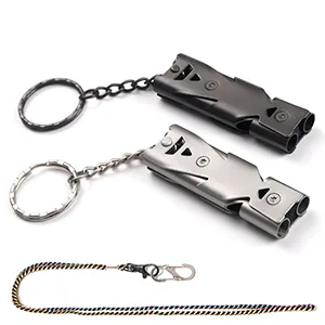 XXINMOH Whistle with Lanyard for Coaches, Referees, Training, Outdoor Camping Accessories,Dog Whistle, Emergency Survival. black silver - metal whistle