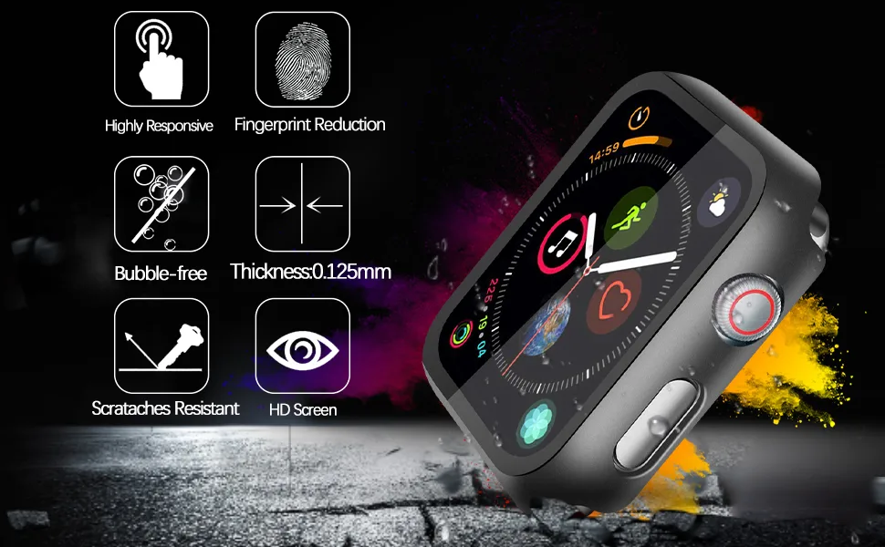 YMHML Compatible with Apple Watch 42mm Series 3/2/1 Case with Built-in Tempered Glass Screen Protector, Thin Guard Bumper Full Coverage Hard Cover for iWatch Accessories Black 42 mm - function