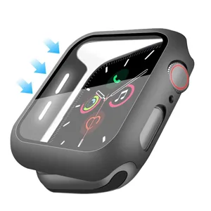 YMHML Compatible with Apple Watch 42mm Series 3/2/1 Case with Built-in Tempered Glass Screen Protector, Thin Guard Bumper Full Coverage Hard Cover for iWatch Accessories Black 42 mm - installation