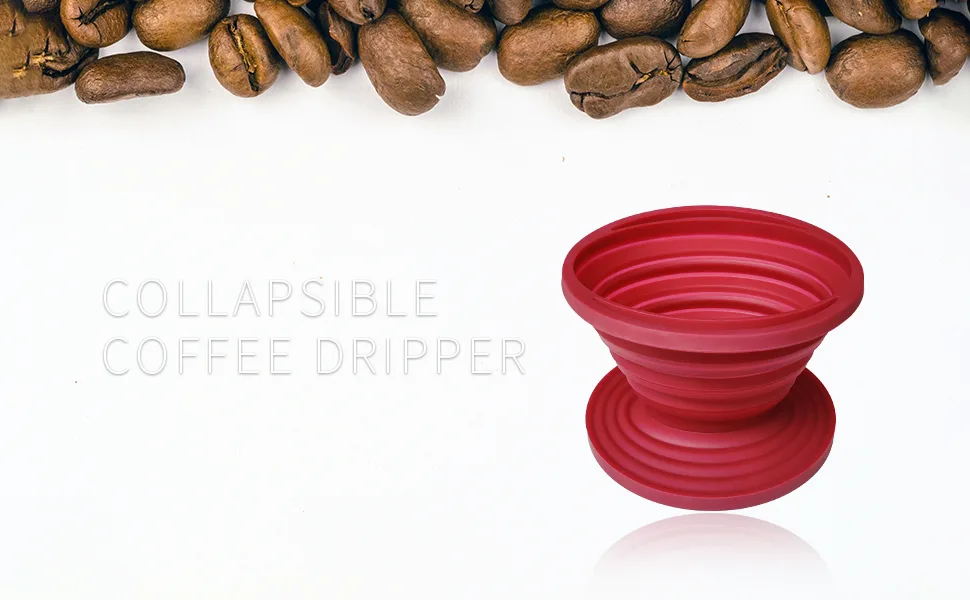 zhuohai Collapsible Silicone Coffee Dripper, Reusable Coffee Filter Cone for Home, Office, Backpacking, Hiking, Camping and Outdoor Survival - Collapsible Coffee Dripper