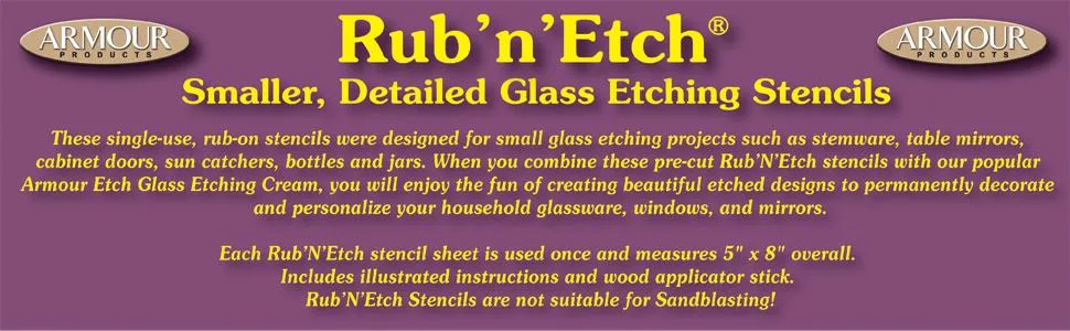 Armour Rub N Etch Stencil, Fancy Hearts - product information 1