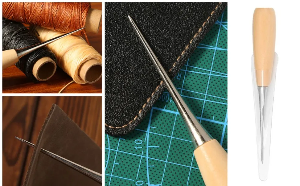 BeeSpring Leather Sewing Awl Wood Handle Drillable Awl Pin Punching Hole Maker Stitching Overstitch Sewing Awl Kit - B01G84NSYG-5