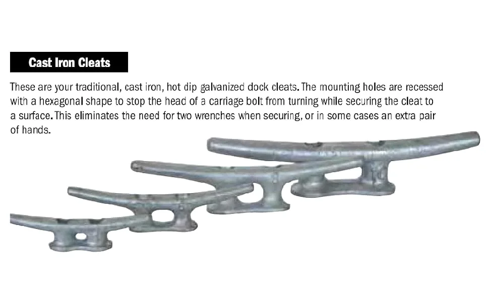 Dock Edge Dock Cleat,Galvanized 6" - cast iron cleats