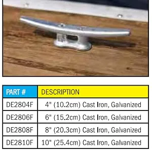 Dock Edge Dock Cleat,Galvanized 6" - galvanized