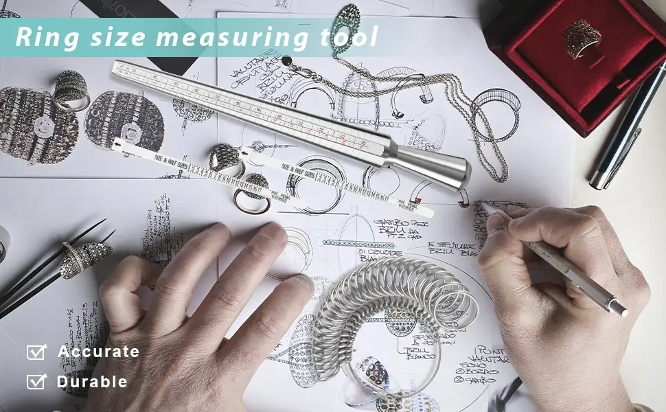Metal Ring Sizer Measuring Tool Set, US Ring Mandrel for Ring Making and Finger Measuring, Three Ways to Quickly Find The Right Size (4PCS) - product information 1