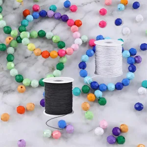 Elastic String for Bracelets, 2 Rolls 1 mm Sturdy Stretchy Elastic Cord for Jewelry Making, Necklaces, Beading Black+White - Elastic Cord