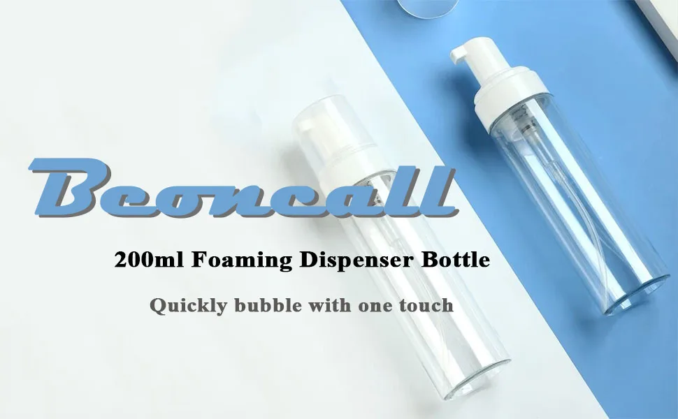 Foaming Dispenser Bottle - Beoncall 2Pcs Transparent Empty Spray Bottles Plastic Foam Pump Bottle Travel Soap Bottle Portable Foam Bottle (200ml) - beoncall