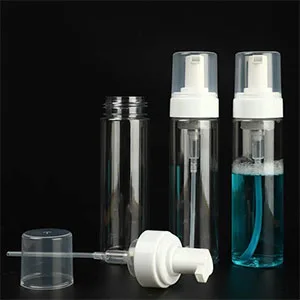 Foaming Dispenser Bottle - Beoncall 2Pcs Transparent Empty Spray Bottles Plastic Foam Pump Bottle Travel Soap Bottle Portable Foam Bottle (200ml) - match