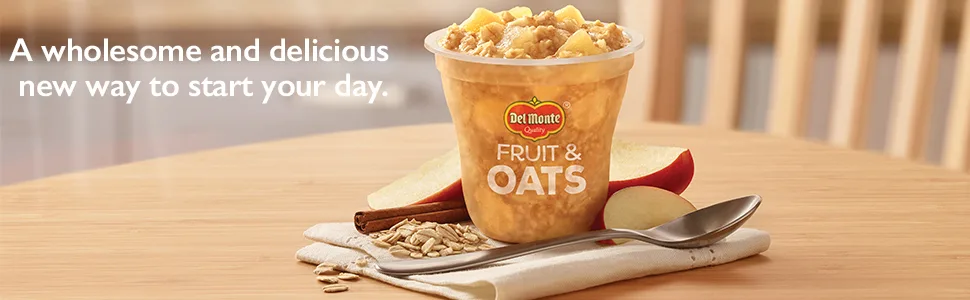 Del Monte FRUIT & OATS Apple Cinnamon FRUIT CUP Snacks, 2 Pack, 7 oz - del monte