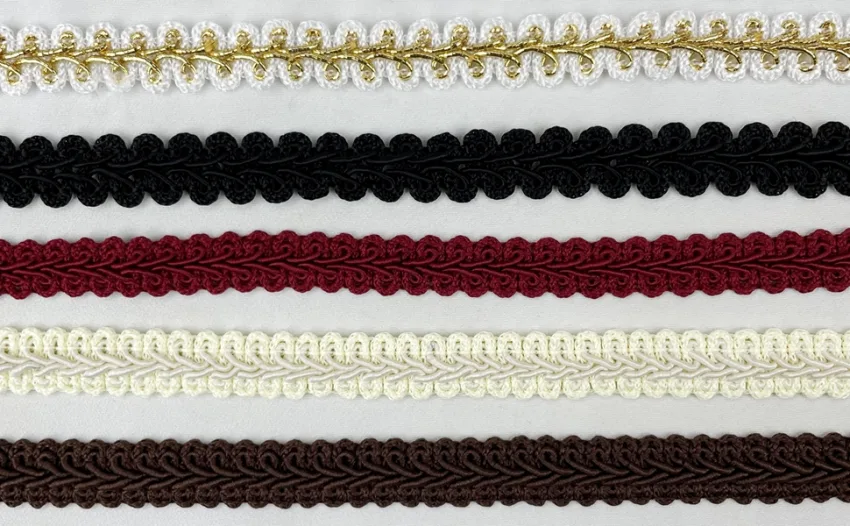 Braid Gimp Trim 1/2 Inch Braided Cord Scalloped Edge Braid Rick Rack Trim for Sewing, Pillows, Home Curtain (10 Yards, Black) - braid gimp trim braided cord rick rack ribbon rack sewing trim