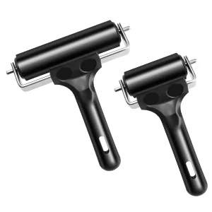 Aipaide 2 Pcs Rubber Glue Roller for Construction Tools, Printmaking, Ink Paint Block Stamping Brayers 3.8 and 2.2 Inch, Black Original Version - roller
