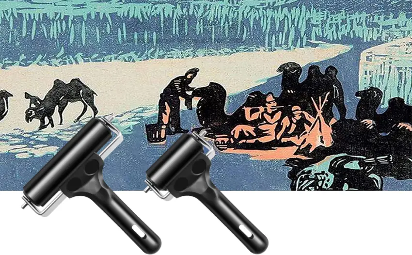Aipaide 2 Pcs Rubber Glue Roller for Construction Tools, Printmaking, Ink Paint Block Stamping Brayers 3.8 and 2.2 Inch, Black Original Version - roller