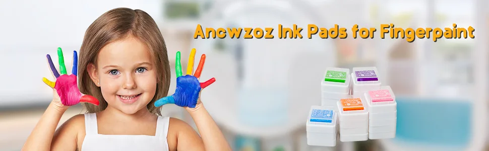 Ancwzoz Ink Pad, 24 Colors Finger Washable Craft Ink Pad for Kids Stamp, 1.18X1.18'' - ink pad