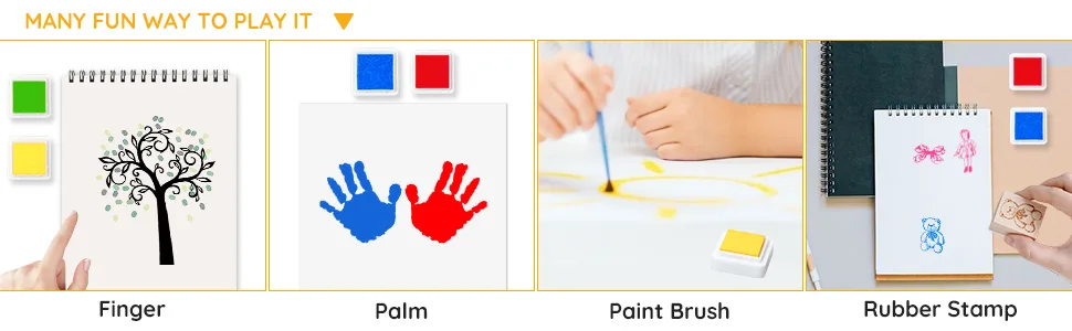 Ancwzoz Ink Pad, 24 Colors Finger Washable Craft Ink Pad for Kids Stamp, 1.18X1.18'' - ink pad