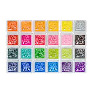 Ancwzoz Ink Pad, 24 Colors Finger Washable Craft Ink Pad for Kids Stamp, 1.18X1.18'' - ink pad