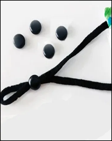 Angels Peel Lounge Pack of 100 Black Elastic Cord String with Adjustable Buckle Lock for Adult/Children Face Mask- DIY Soft Elastic Band for Ear Loops - Ear Muff Strap Rope for Craft Sewing - High Stretch Mask Ties