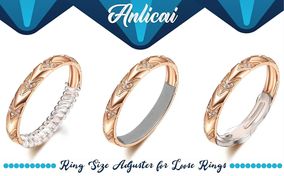 Ring Size Adjuster for Loose Rings, Multiple Size, Ring Sizer, Mandrel for Making Jewelry Guard, Resizer, Spacer, Spiral Silicone Tightener Set with Polishing Cloth - ring size adjuster