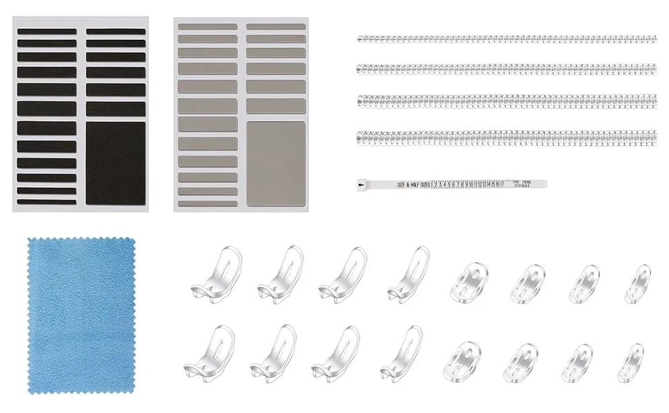 Ring Size Adjuster for Loose Rings, Multiple Size, Ring Sizer, Mandrel for Making Jewelry Guard, Resizer, Spacer, Spiral Silicone Tightener Set with Polishing Cloth - ring size adjuster